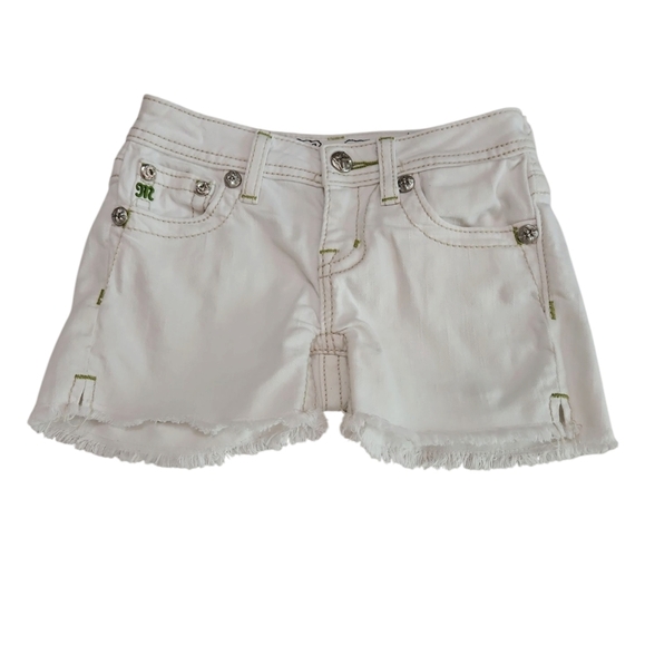 Miss Me Girl’s White Floral Embellished Denim Cut Off Shorts Size 10 - Picture 2 of 7